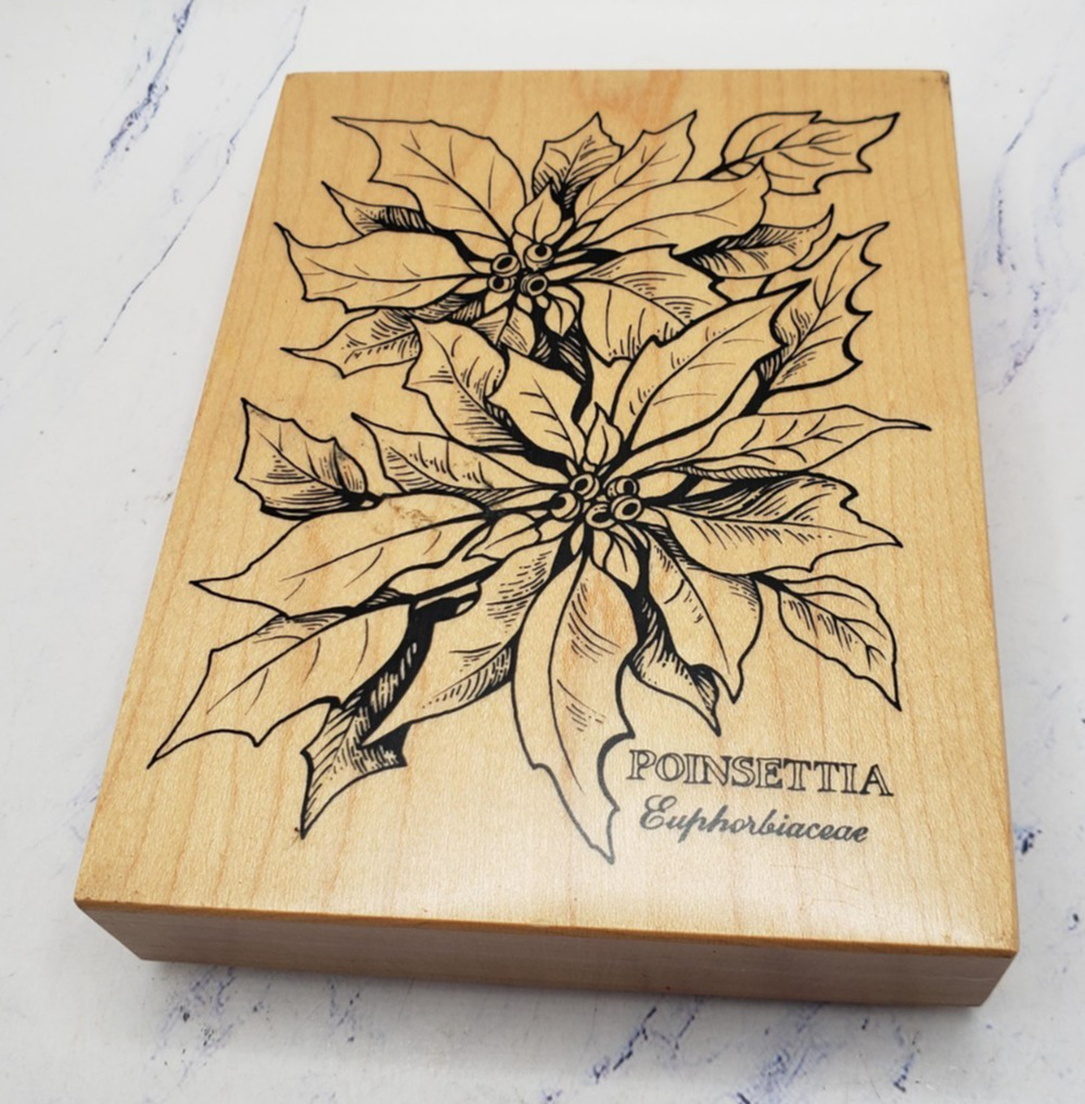 Poinsettia Rubber Stamp Christmas Floral PSX Wood Mounted Rubber Stamp K784
